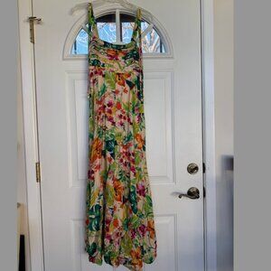 Women's Taylor Floral Squareneck A-Line Maxi Dress, Turtle Straps, Size: M, EUC